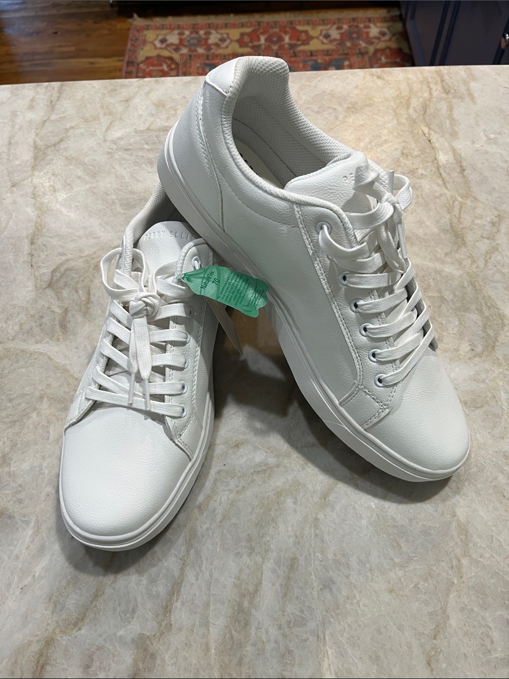 Perry Ellis Classic White Leather-Style Sneakers